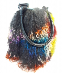 Tibetlammfell Tasche Multicolor