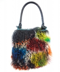 Tibetlammfell Tasche Multicolor